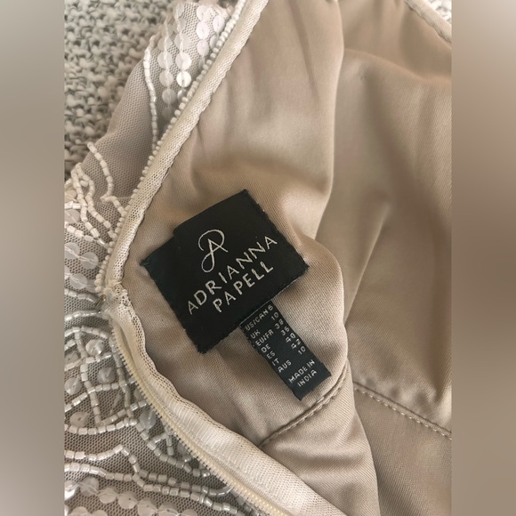 Adrianna Papell Long Shades Of Ivory Sequins Beaded Gown Unaltered Size 6 - Picture 7 of 15